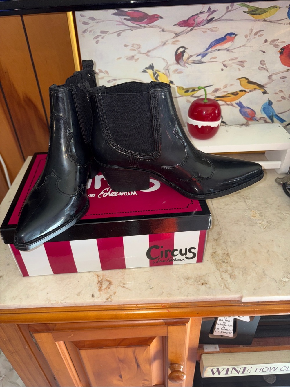 Circus by Sam Edelman Black Patent Pointed Chelsea Ankle Boots